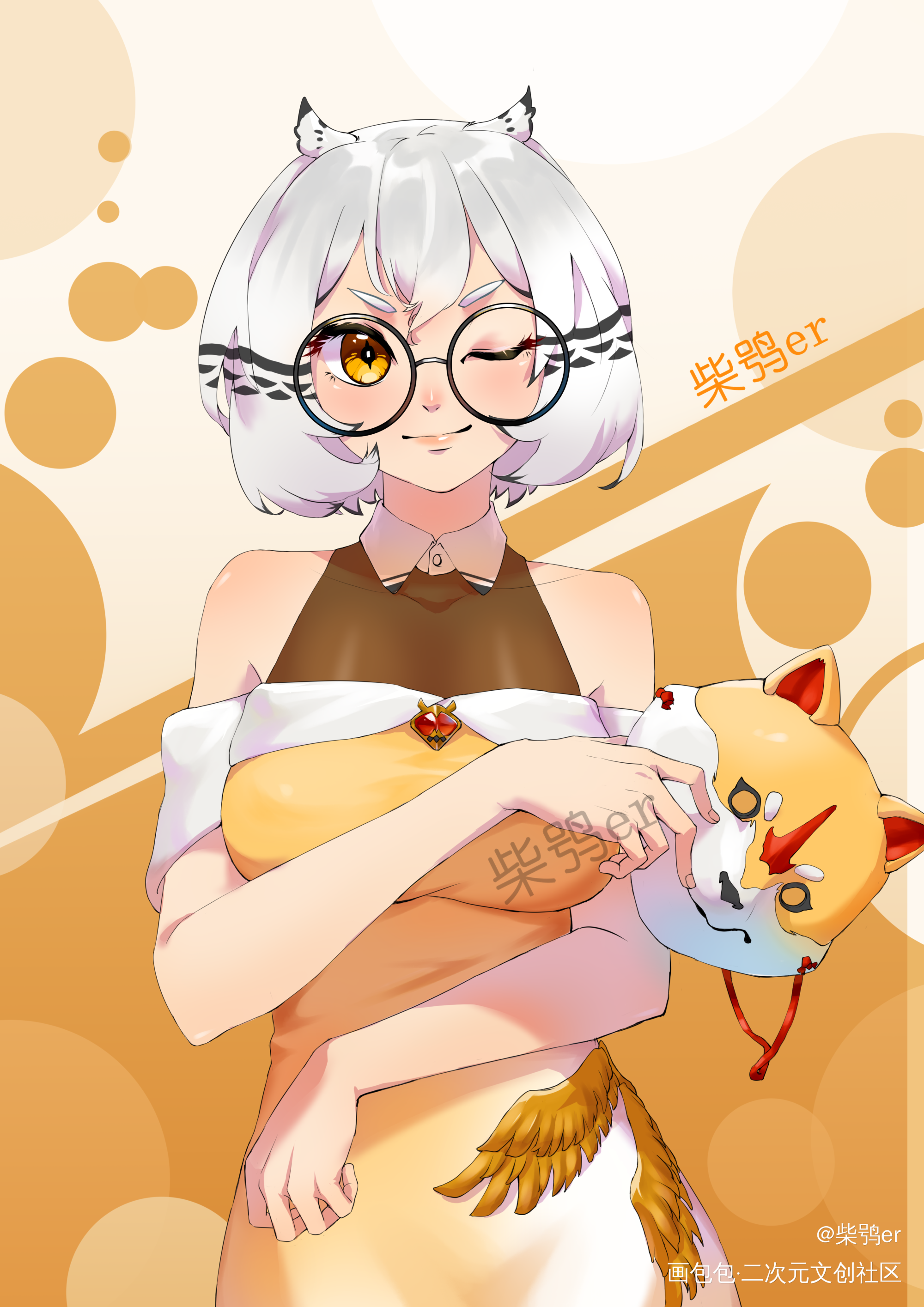 个人自设终于登场啦_平涂日系个人自设板绘绘画作品