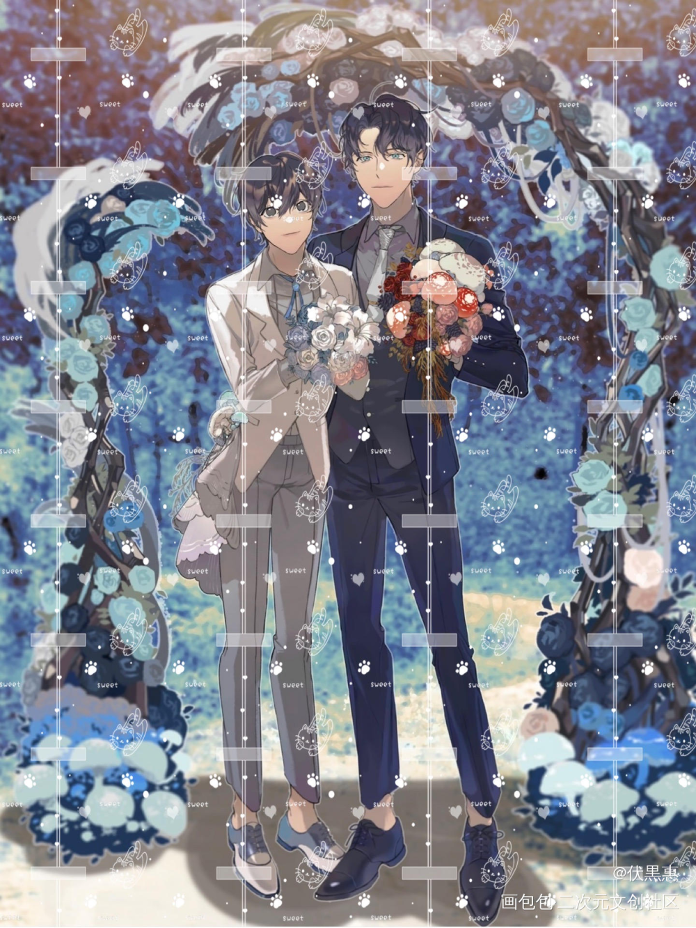 水一下_小蘑菇绘画作品