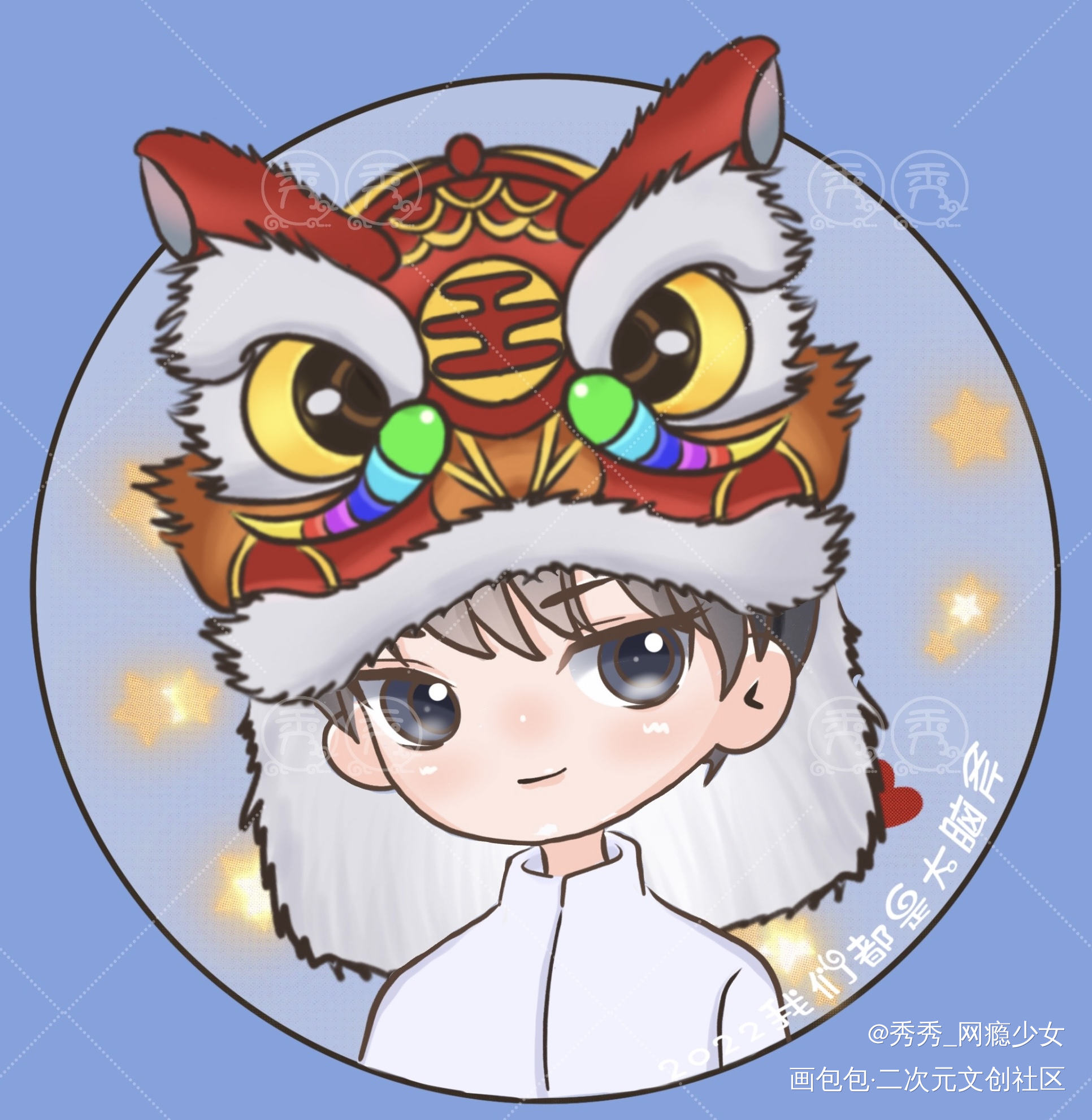 188男团虎头情头-李简_188男团李简Q版绘画作品