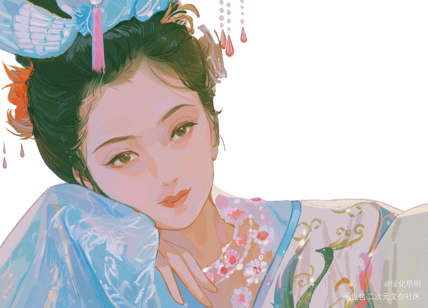 你若睁眼看看我，不信你两眼空空_西游记女儿国国王朱琳古风人物插画同人绘画作品