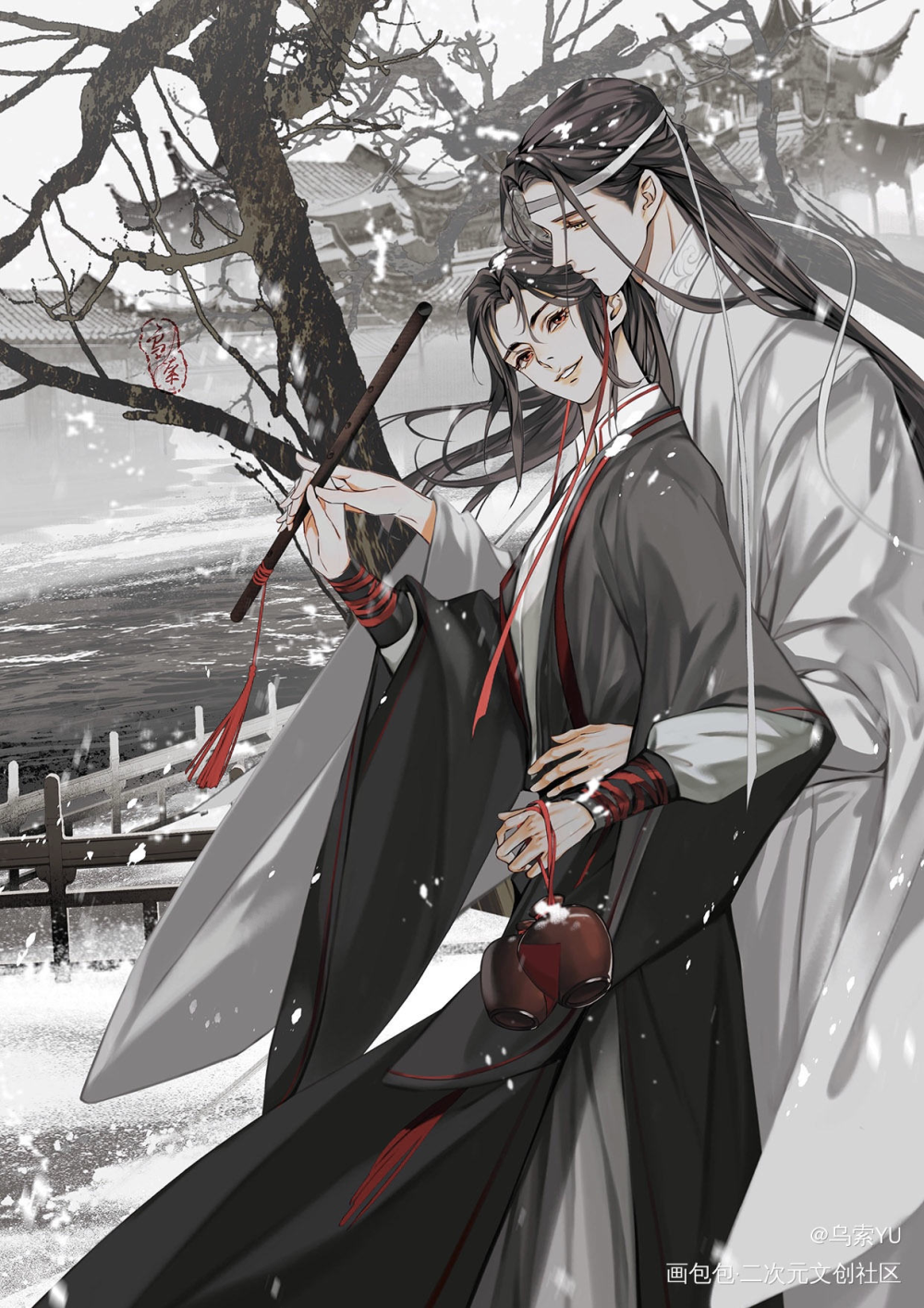 情人节快乐忘羡~_魔道祖师忘羡古风绘画作品