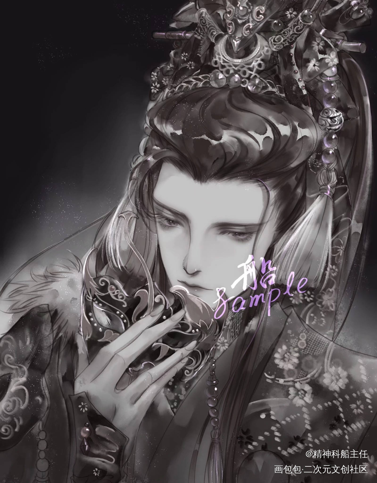 你瞅啥(不是_金光布袋戏御魂笑光辉黑白古风绘画作品