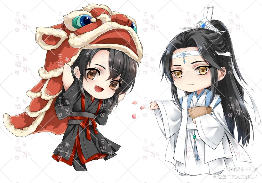 忘羡-元宵节快乐_魔道祖师忘羡绘画作品