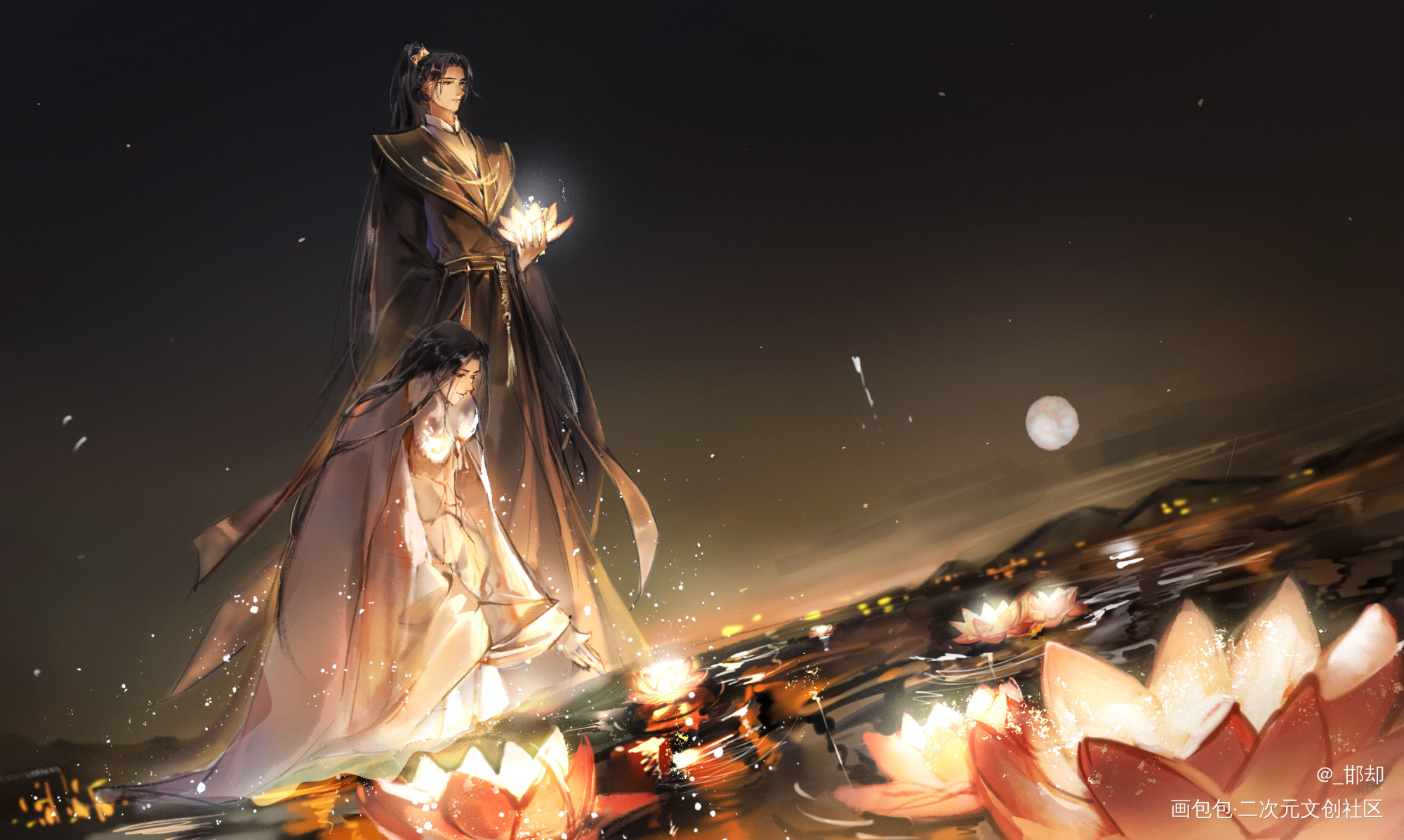 元宵节放灯（叉腰）_不见上仙三百年厚涂摸鱼木苏里绘画绘画作品