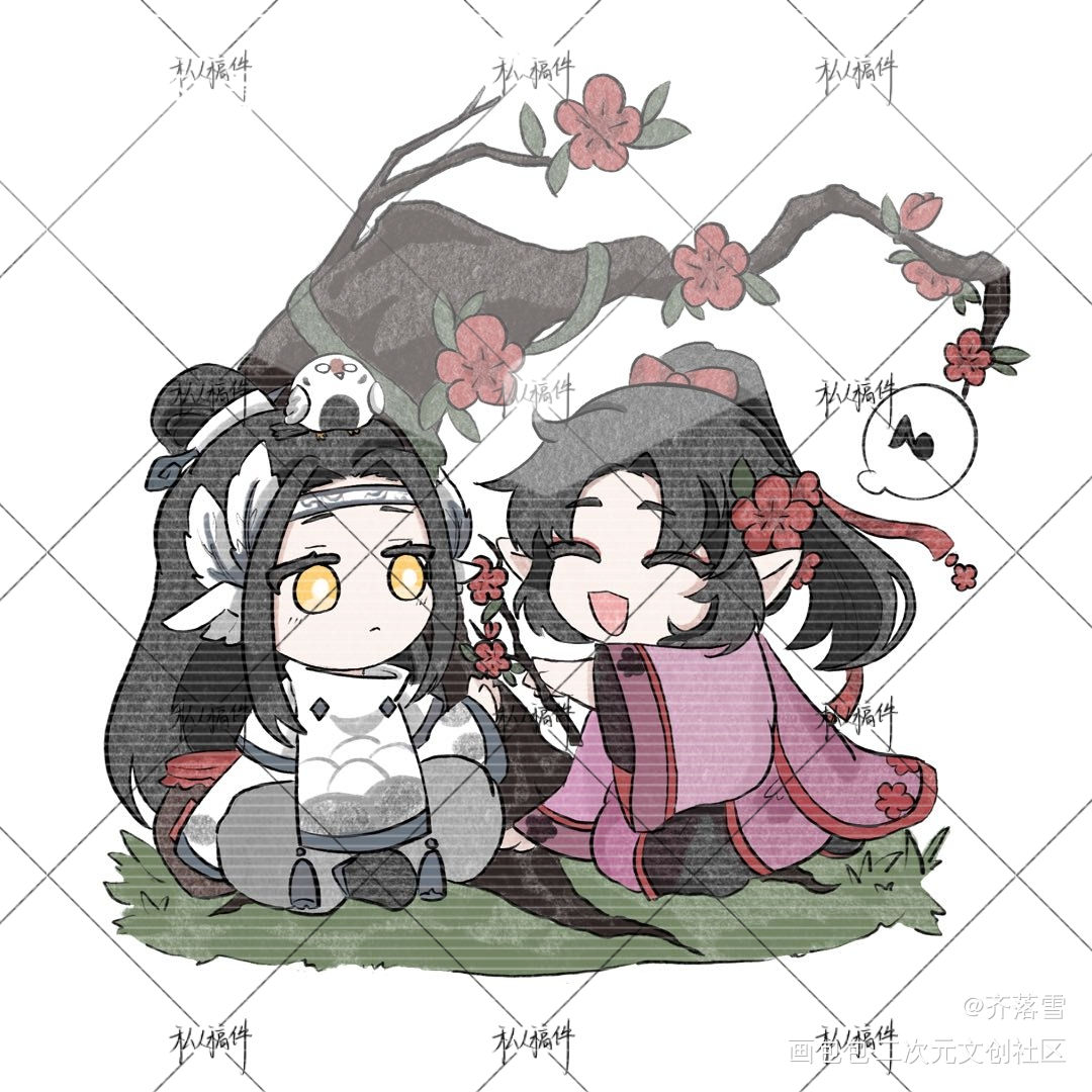 鹤与花_魔道祖师忘羡绘画作品