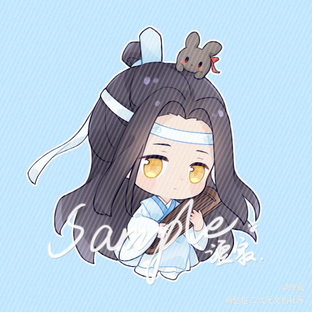 忘羡_魔道祖师忘羡蓝忘机魏无羡日系q版绘画作品