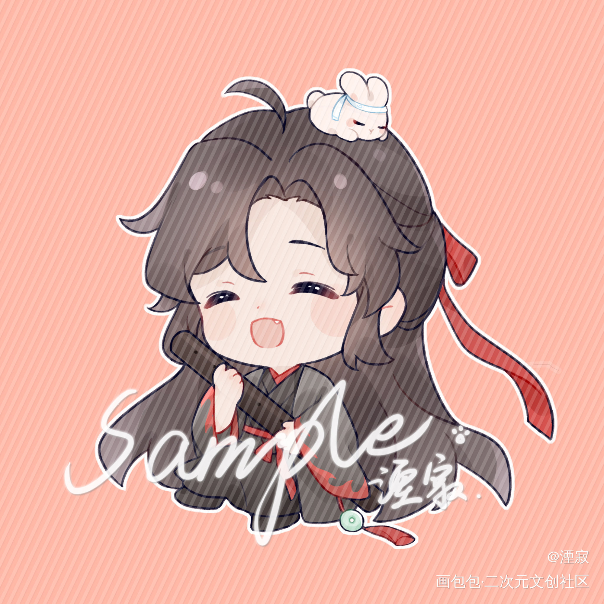 忘羡_魔道祖师忘羡蓝忘机魏无羡日系Q版绘画作品