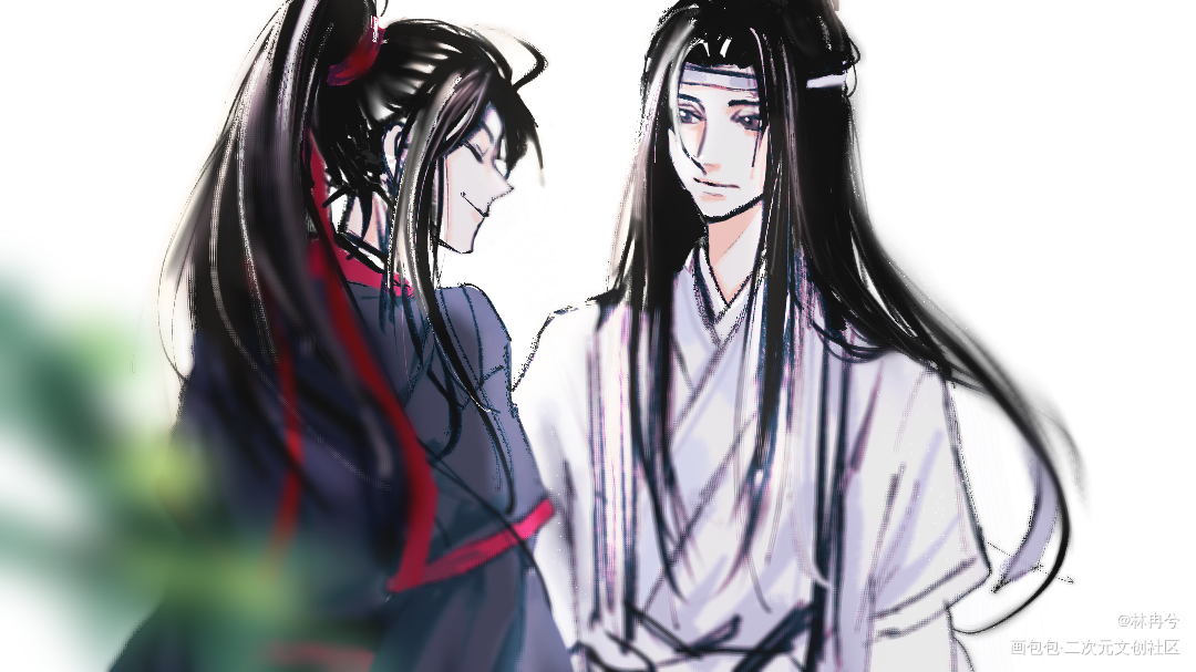 忘羡-蓝忘机生日贺图_魔道祖师忘羡蓝忘机魏无羡古风墨香铜臭板绘绘画作品