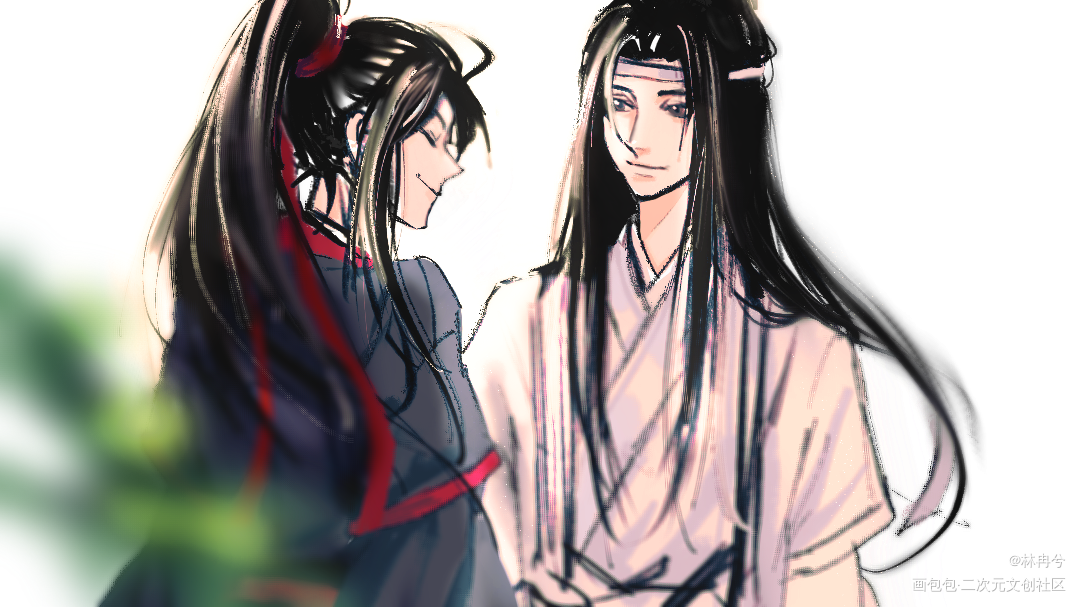 忘羡-蓝忘机生日贺图_魔道祖师忘羡蓝忘机魏无羡古风墨香铜臭板绘绘画作品