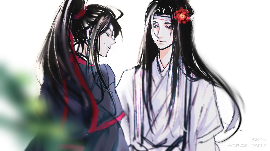 忘羡-蓝忘机生日贺图_魔道祖师忘羡蓝忘机魏无羡古风墨香铜臭板绘绘画作品