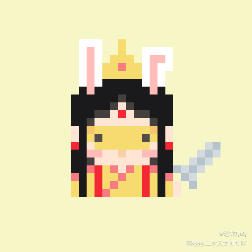 拼豆像素画 狐狸花和兔太子_绘画作品