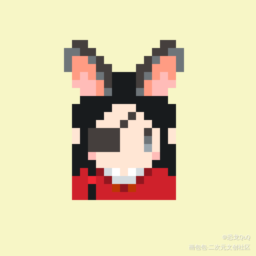 拼豆像素画 狐狸花和兔太子_绘画作品