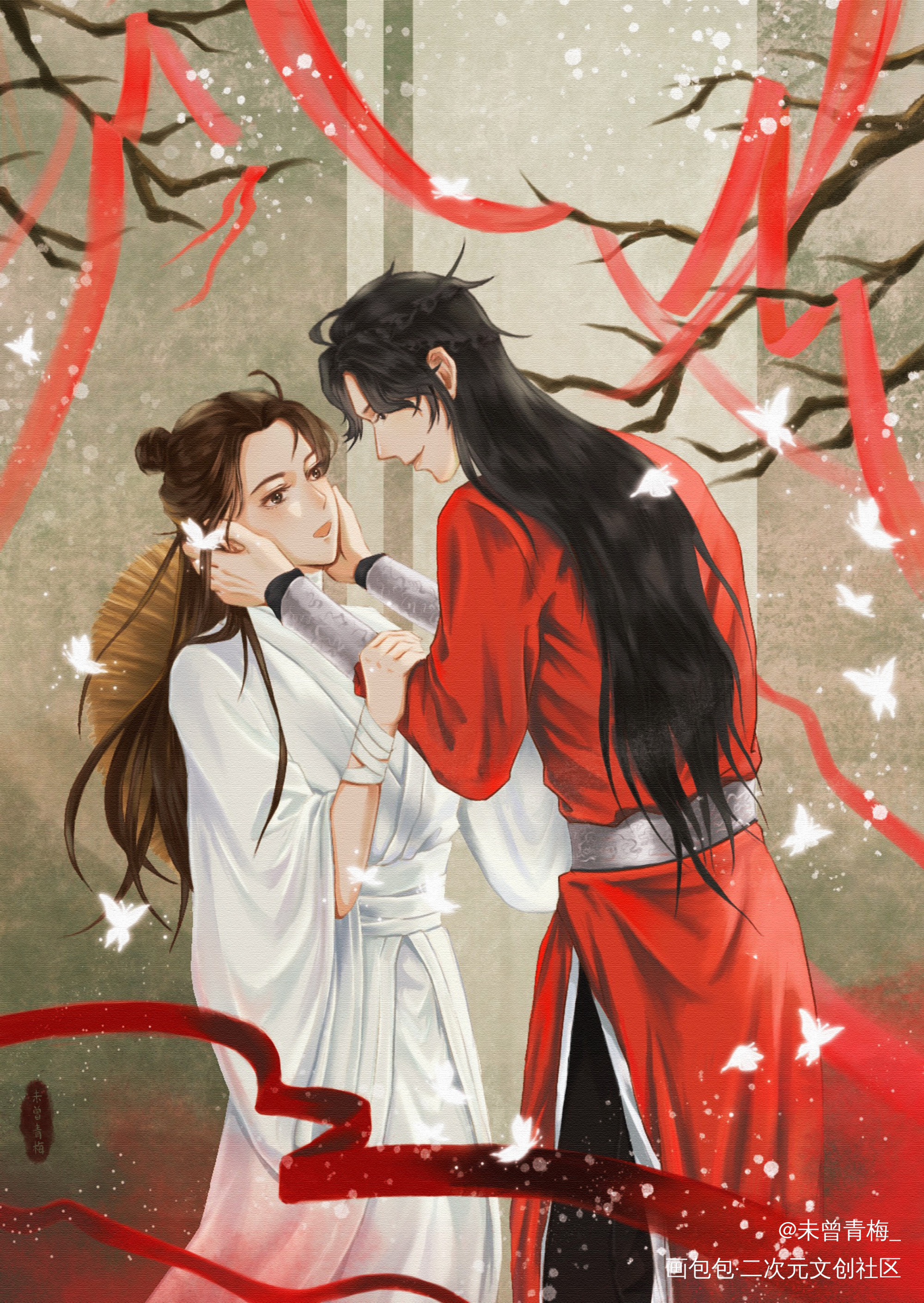 花怜•捧脸脸_天官赐福花怜谢怜花城古风绘画作品