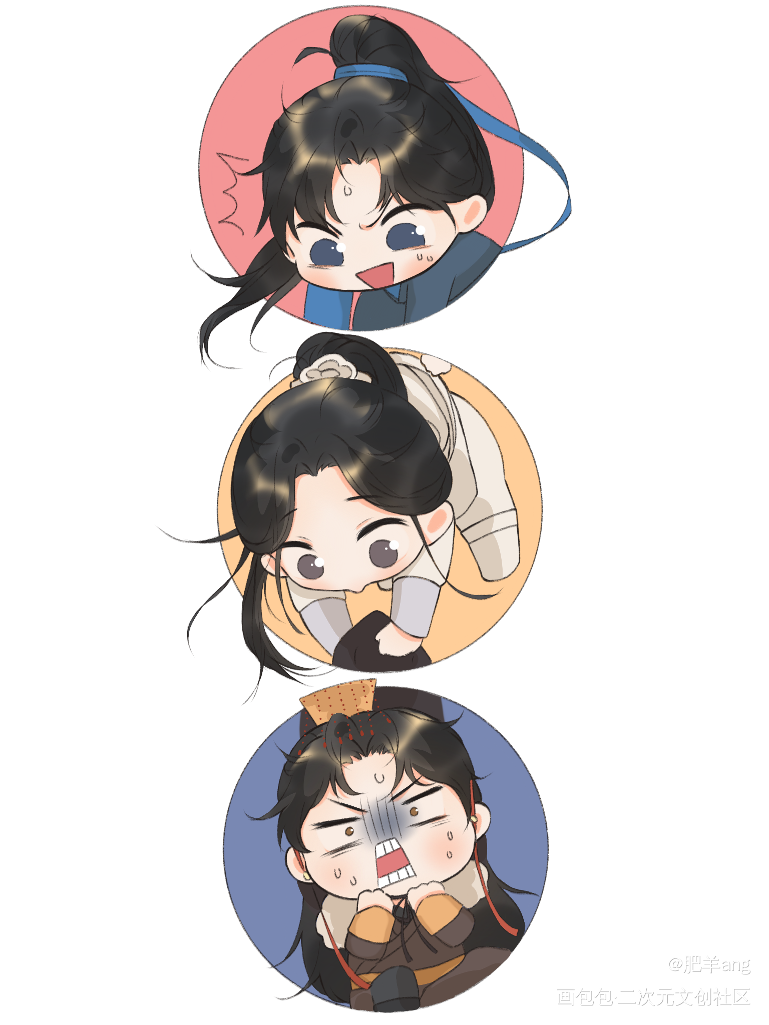 开心_二哈和他的白猫师尊燃晚Q版绘画作品