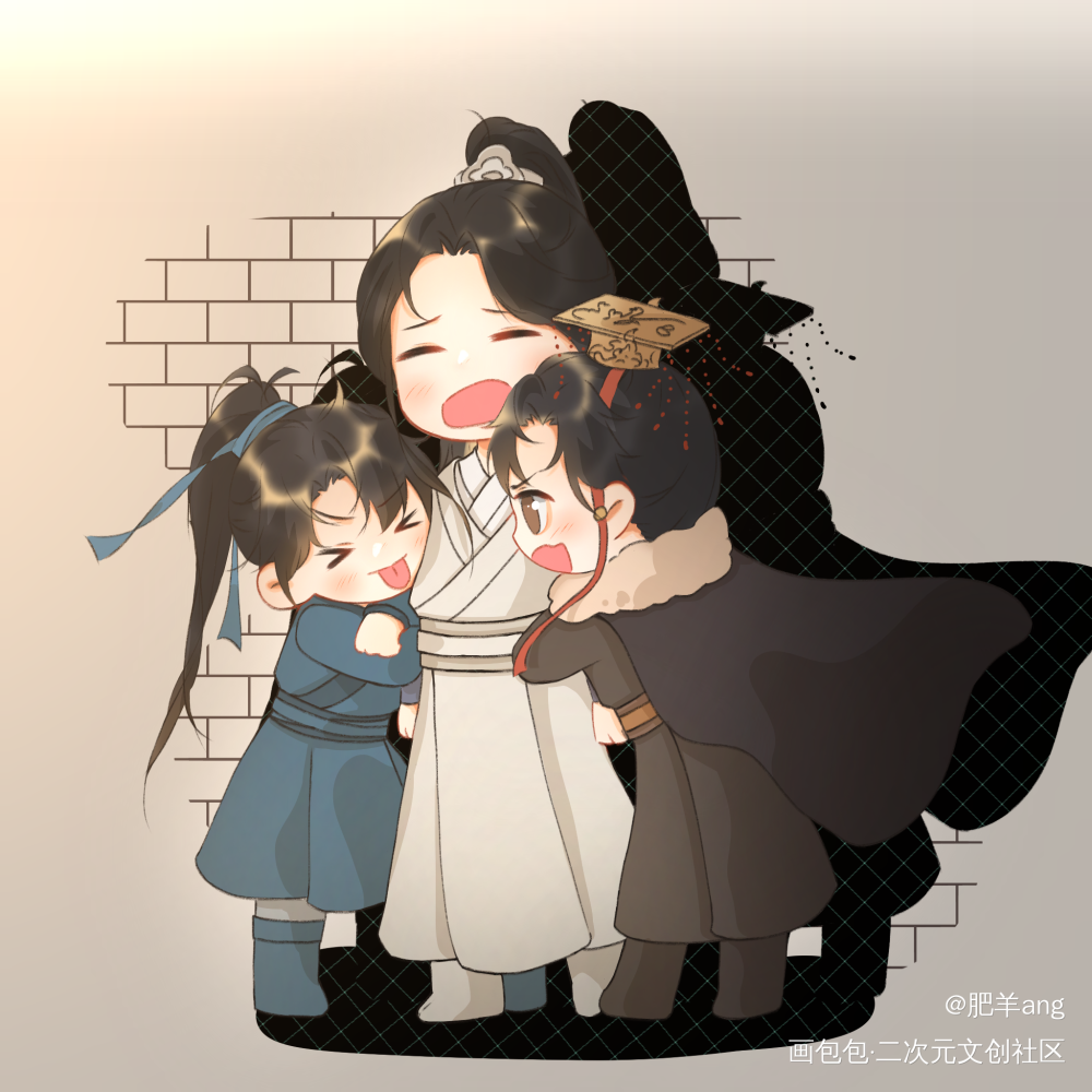 眨眼_二哈和他的白猫师尊燃晚Q版绘画作品