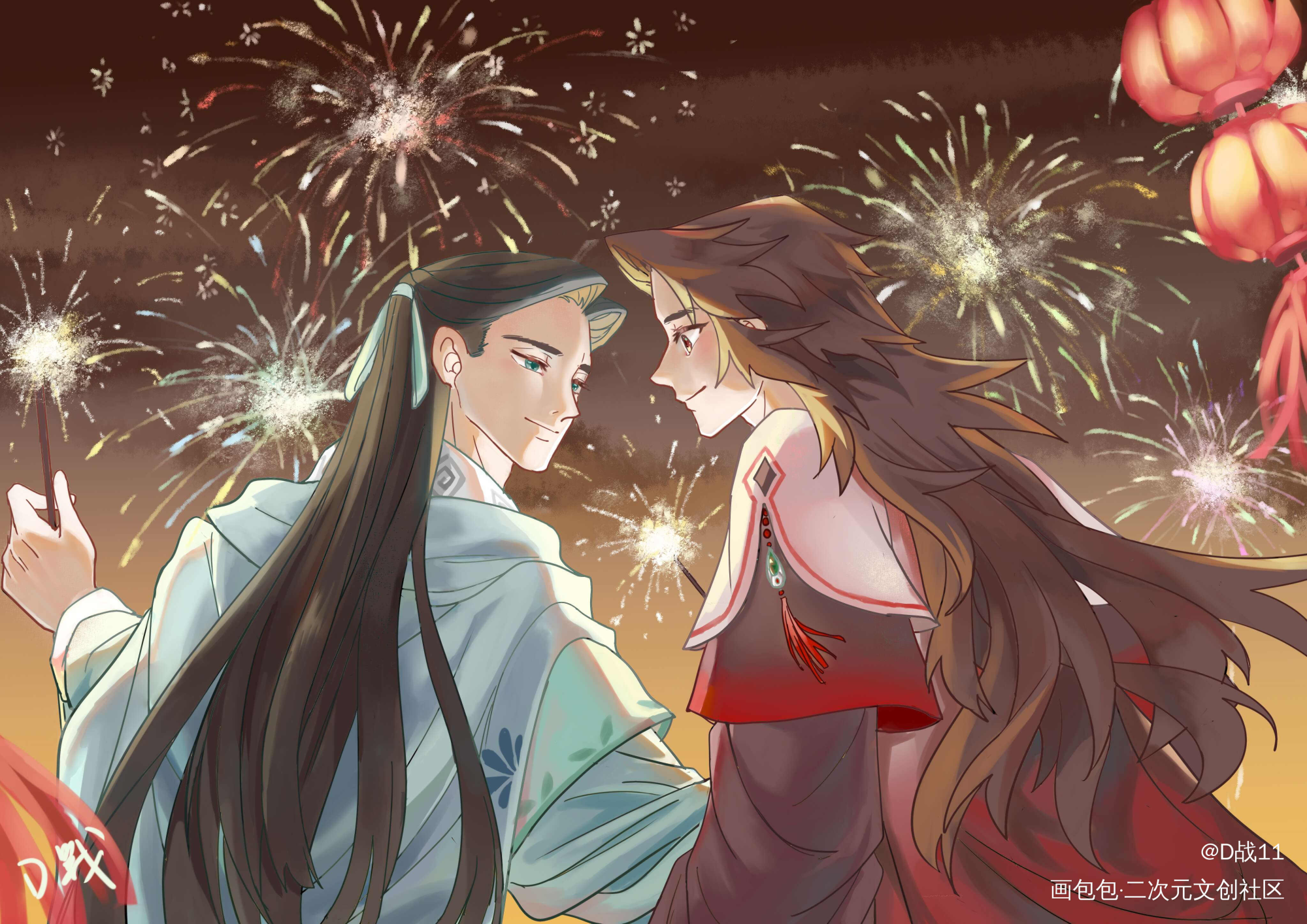 一起放烟花吧_人渣反派自救系统冰秋绘画作品