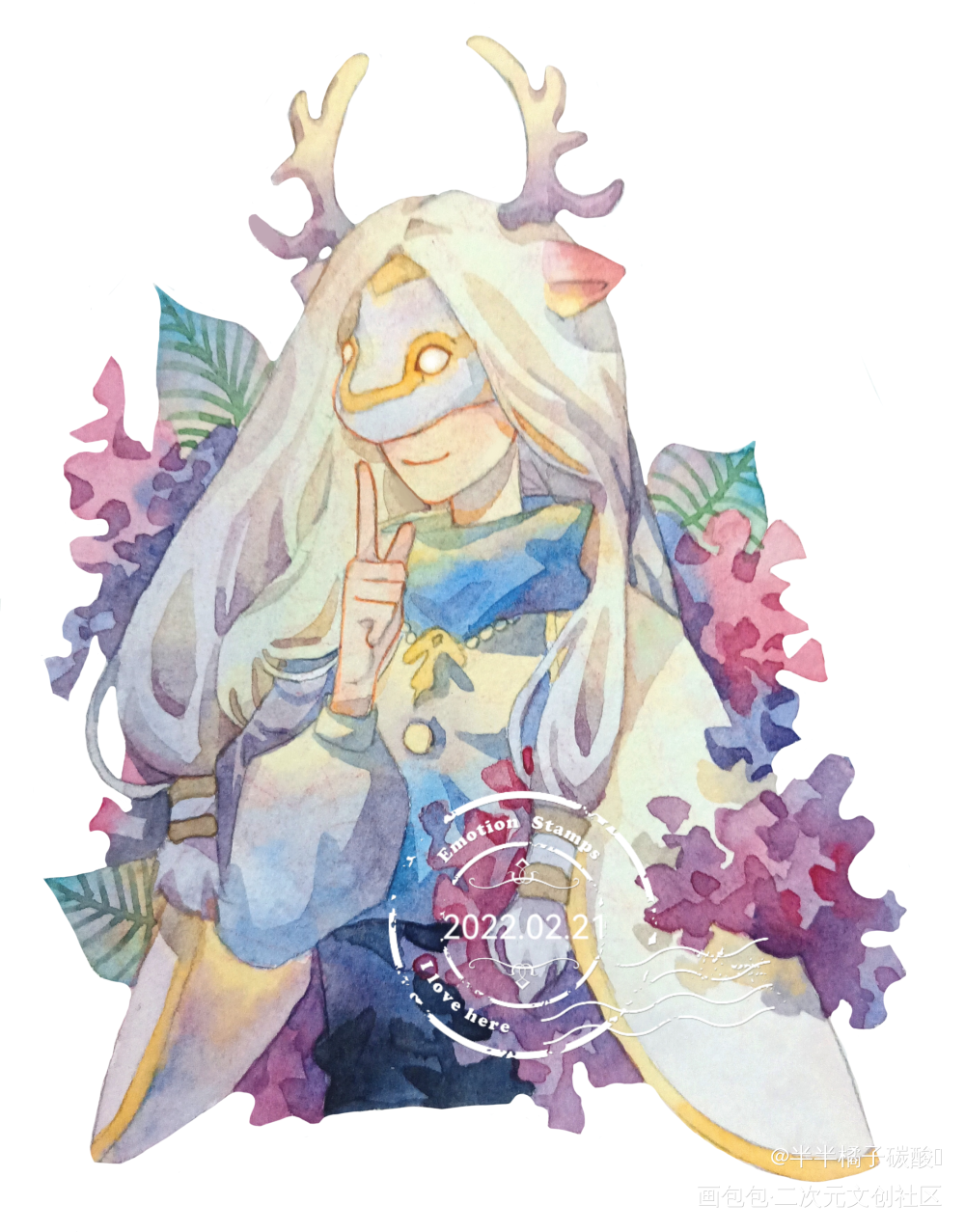 稿子（勿用w）_光遇手绘水彩插画绘画作品