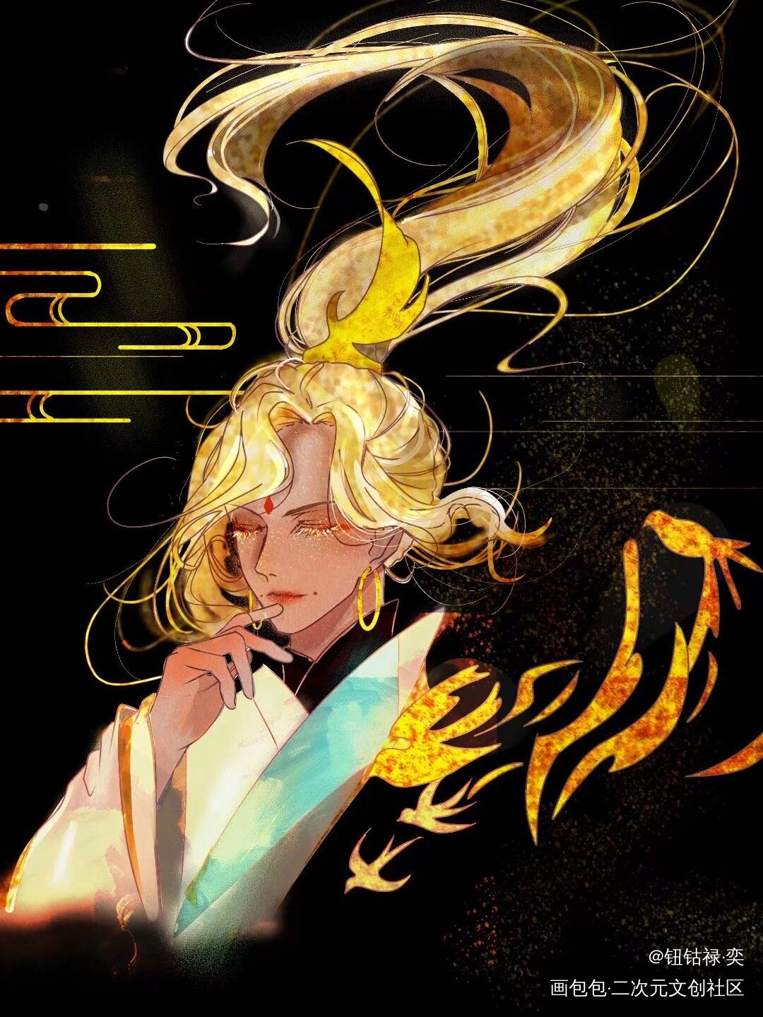 “黑夜苏醒盲目，东边归去飞鸟”_王者荣耀云中君古风绘画作品