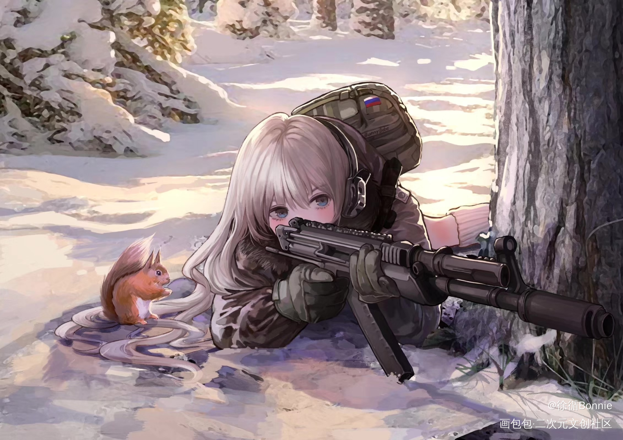 俄妹蹲人_厚涂日系原创绘画作品