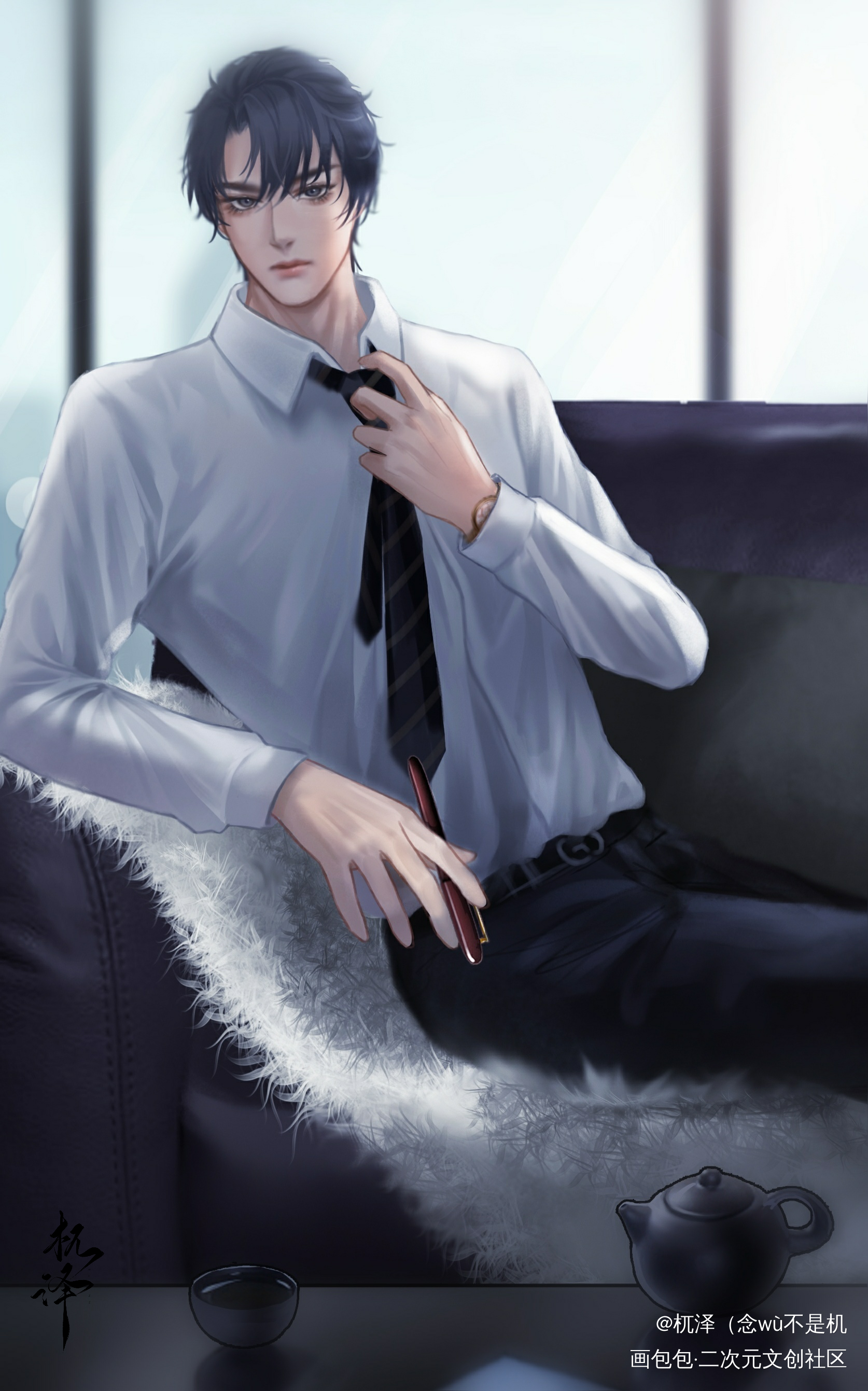 “签吧”_188男团顶级掠食者瞿末予绘画作品