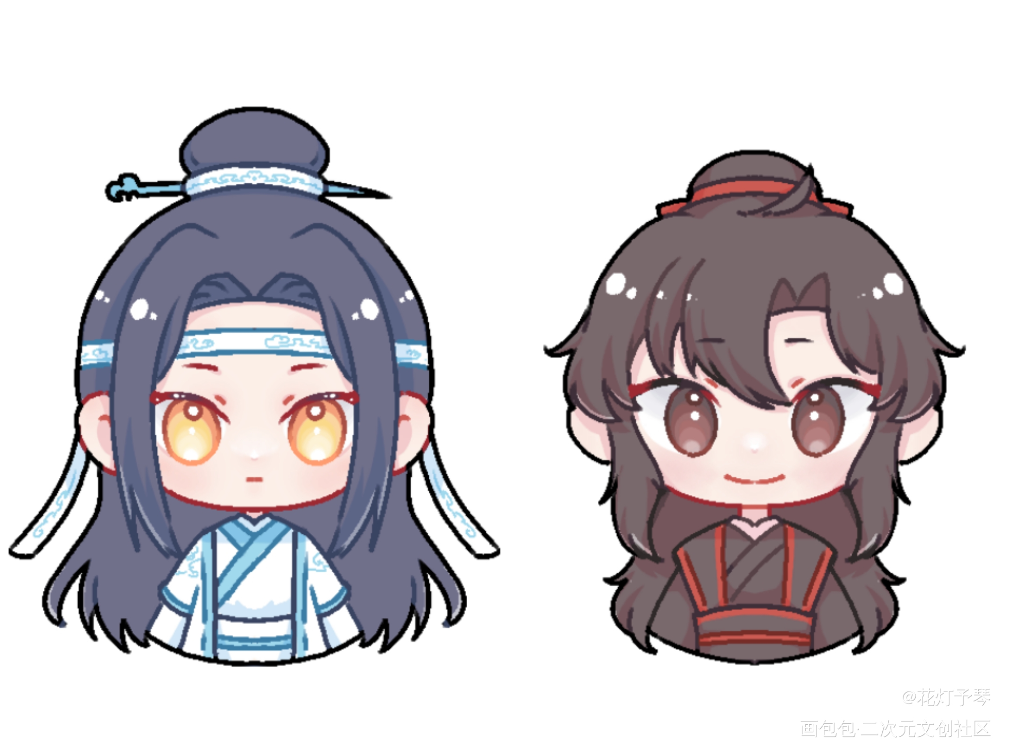 _魔道祖师忘羡蓝忘机魏无羡Q版绘画作品