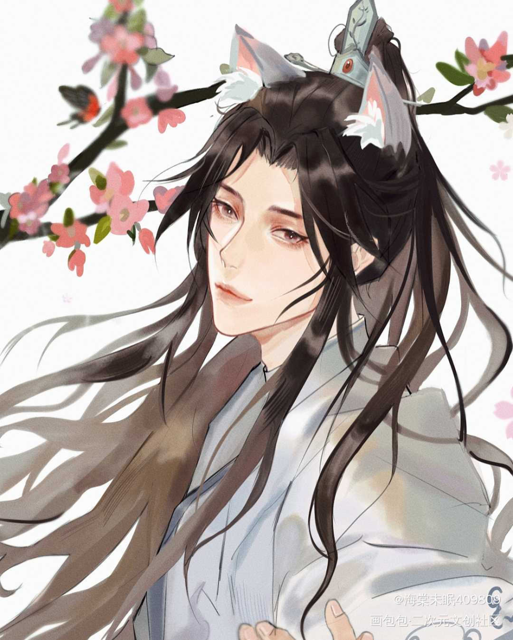 二哈_二哈和他的白猫师尊燃晚古风绘画作品
