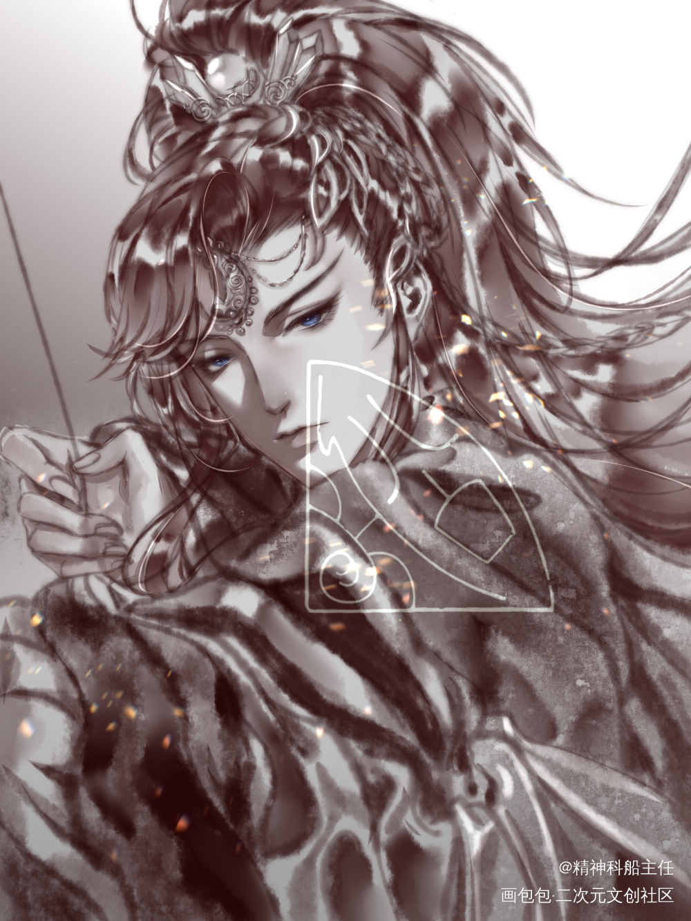 这人射箭都不知道看哪里（?）_金光布袋戏古风弓狐无忌绘画绘画作品