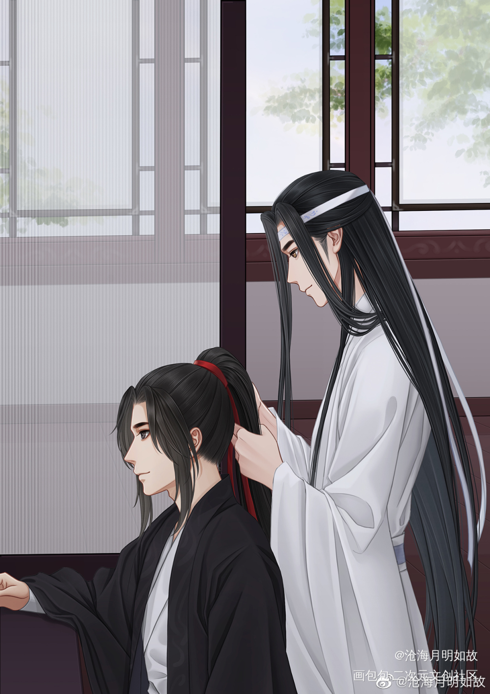 叽生贺图_魔道祖师忘羡蓝忘机魏无羡绘画作品