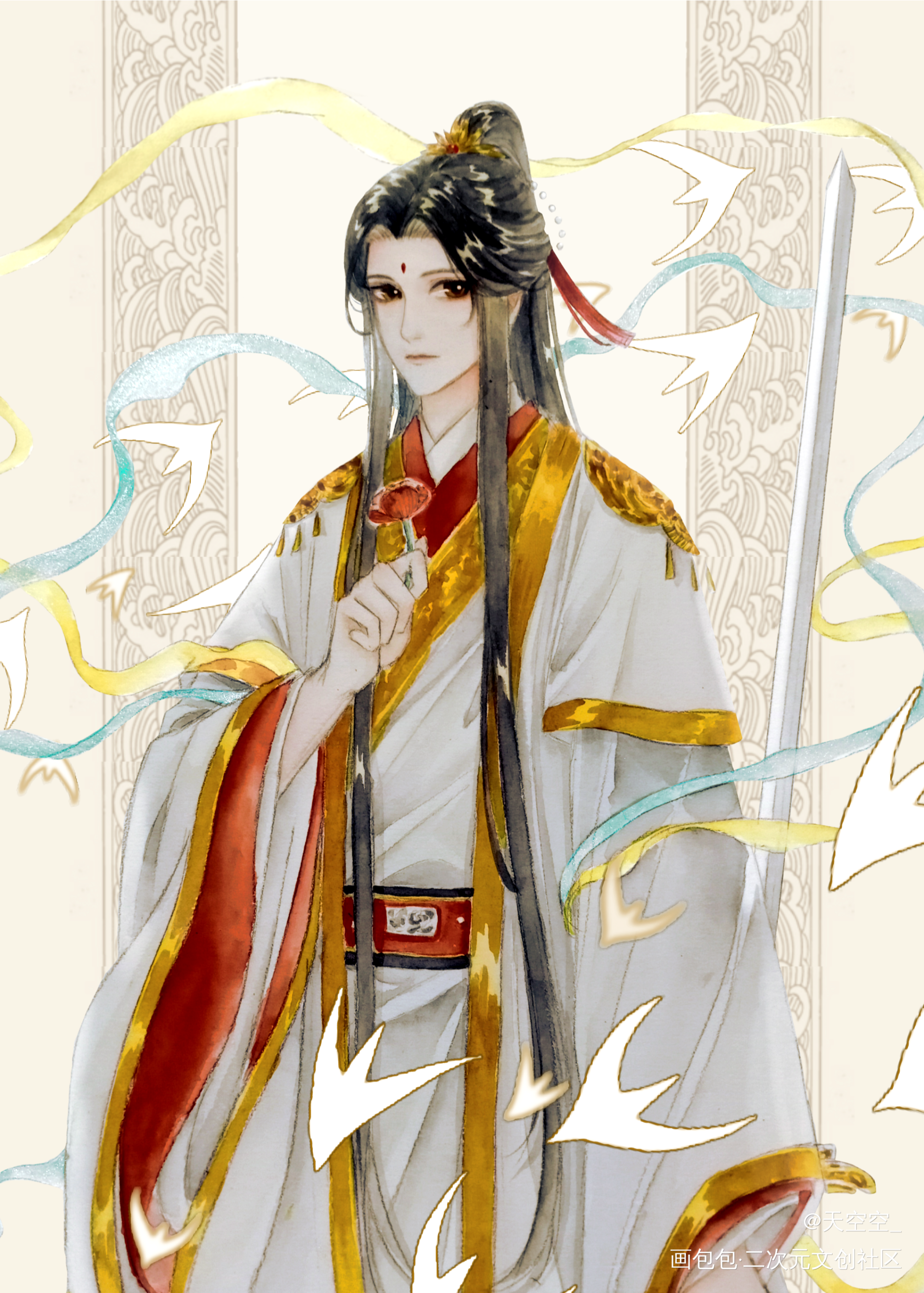 一些墨家的水彩画_人渣反派自救系统天官赐福魔道祖师手绘古风水彩墨香铜臭绘画作品