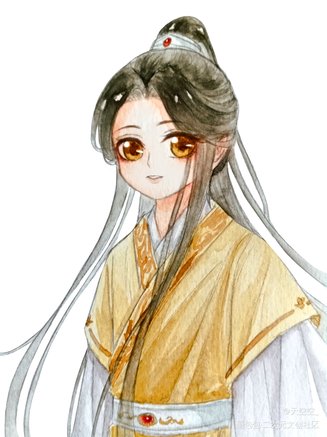 一些墨家的水彩画_人渣反派自救系统天官赐福魔道祖师手绘古风水彩墨香铜臭绘画作品