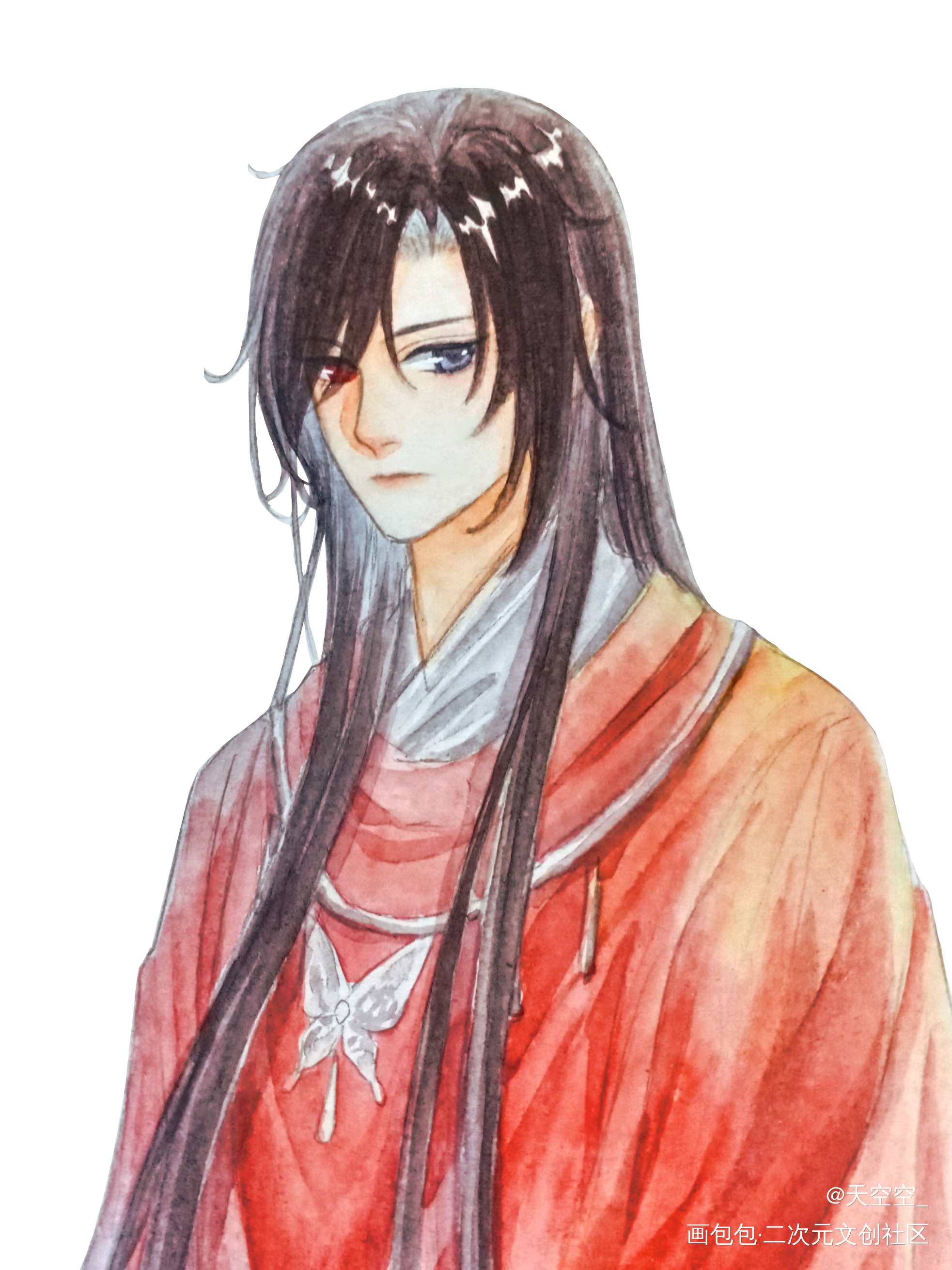 一些墨家的水彩画_人渣反派自救系统天官赐福魔道祖师手绘古风水彩墨香铜臭绘画作品