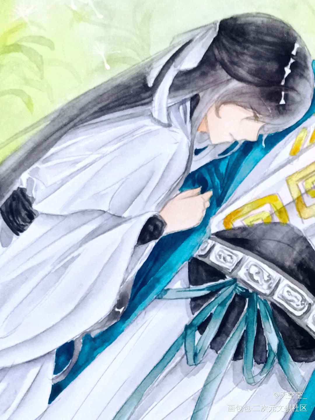 一些墨家的水彩画_人渣反派自救系统天官赐福魔道祖师手绘古风水彩墨香铜臭绘画作品