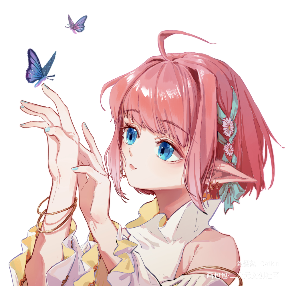 给蒜蒜宝贝整了新衣服_苏安倪平涂日系头像插画原创oc绘画作品