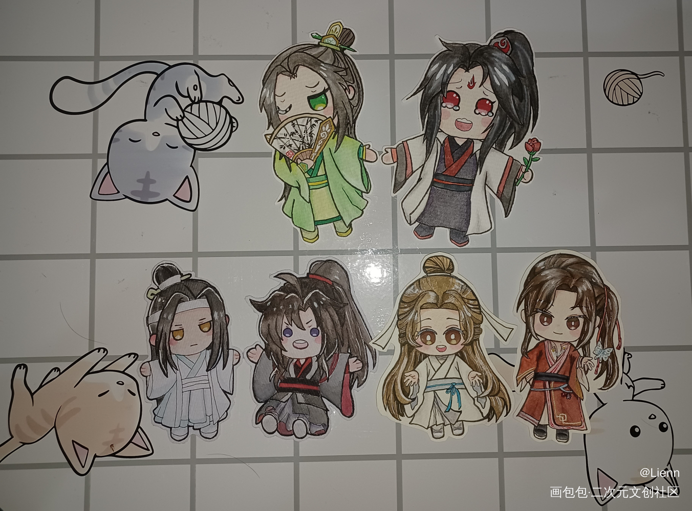 墨家三寶萌紙娃合集_人渣反派自救系统天官赐福魔道祖师手绘绘画作品