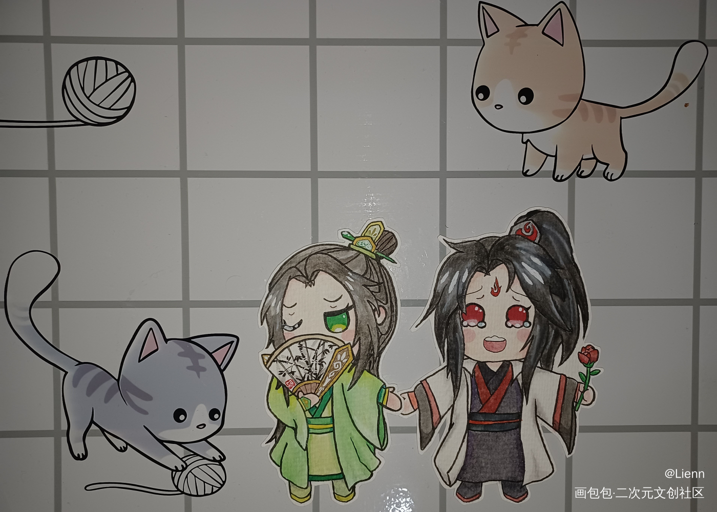 墨家三寶萌紙娃合集_人渣反派自救系统天官赐福魔道祖师手绘绘画作品