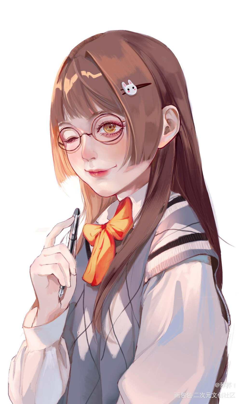 兔兔发夹_平涂我要上首推插画绘画绘画作品