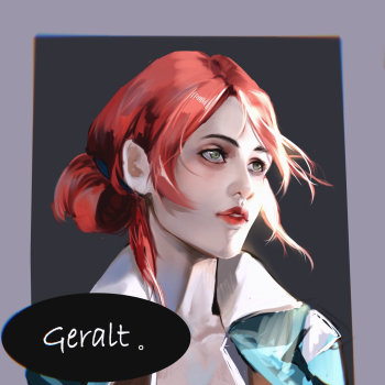 特莉丝_厚涂我要上首推头像插画游戏巫师三绘画作品