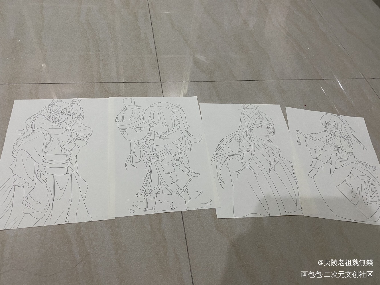 手绘图画好，就差填色_魔道祖师忘羡手绘绘画作品