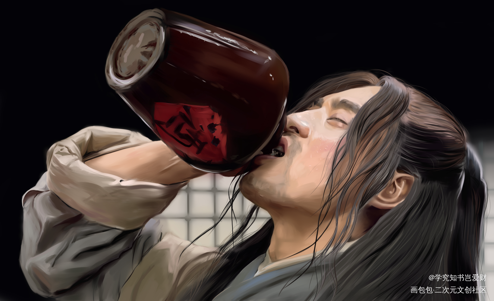 醉打蒋门神_水浒传厚涂武松绘画作品