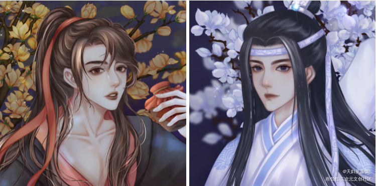 忘羡_魔道祖师忘羡蓝忘机魏无羡绘画作品