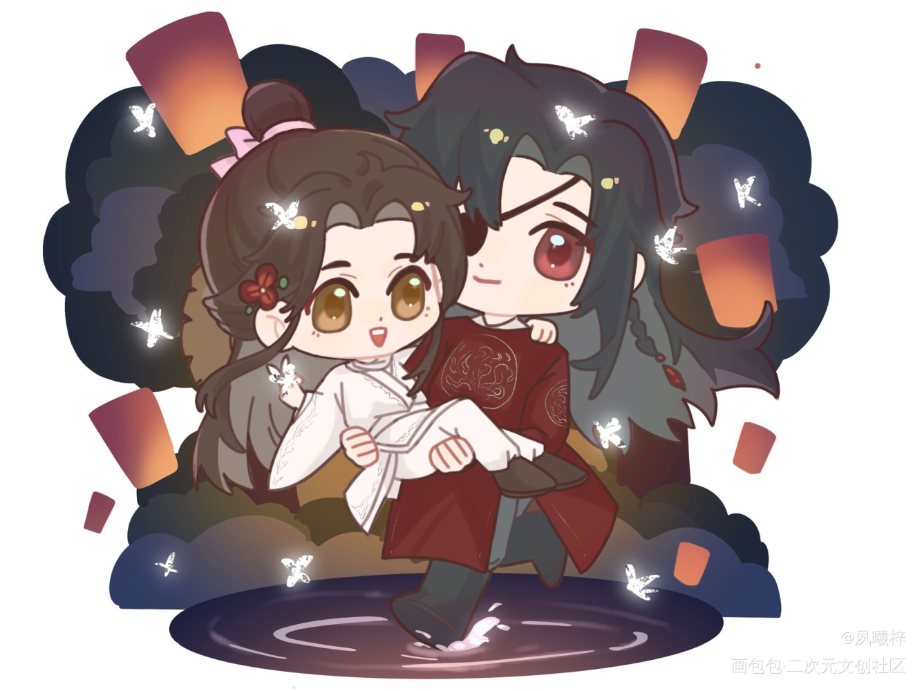 天官 公主抱 后期授权用_天官赐福花怜谢怜花城Q版绘画作品
