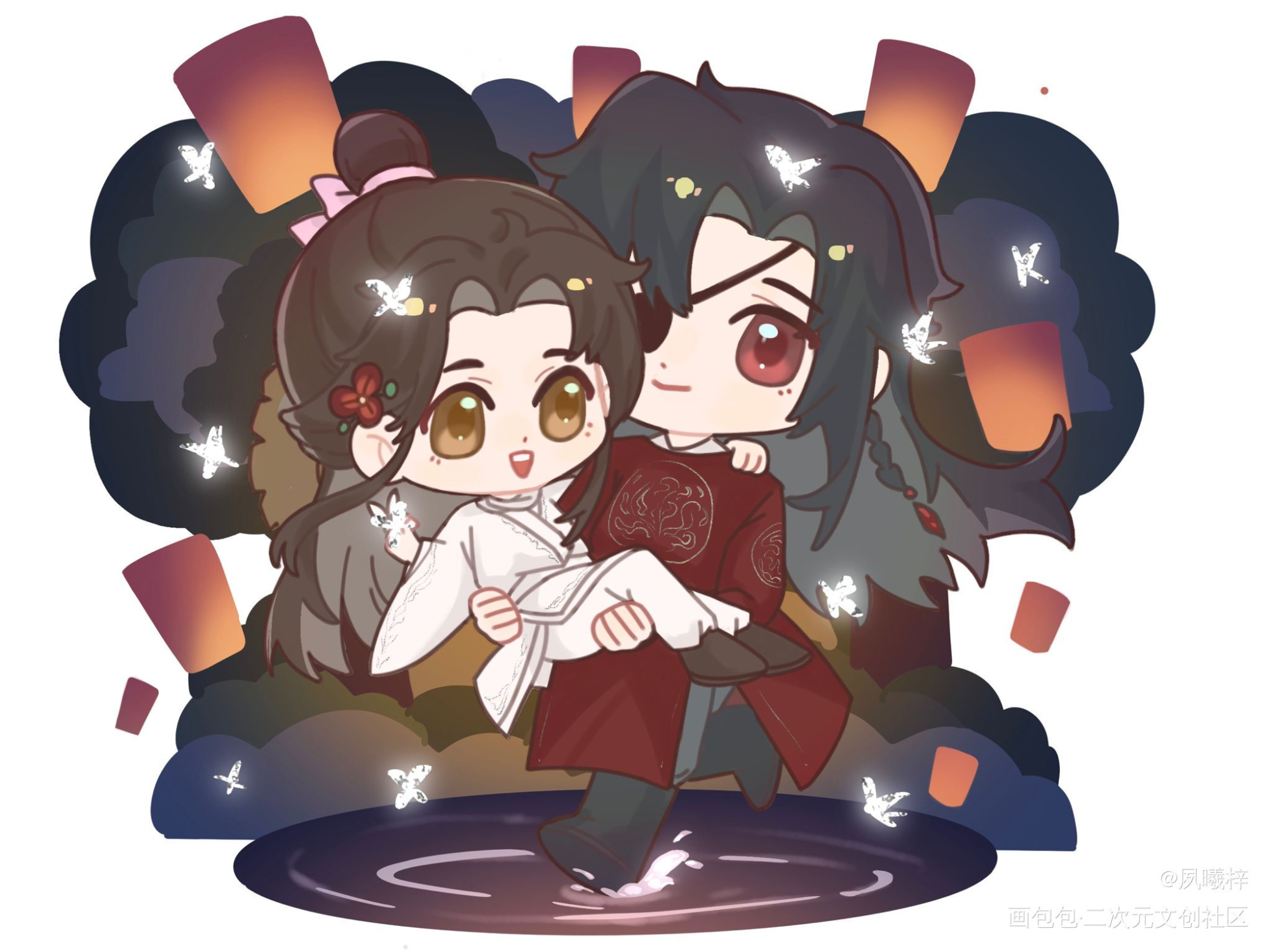 天官 公主抱 后期授权用_天官赐福花怜谢怜花城Q版绘画作品