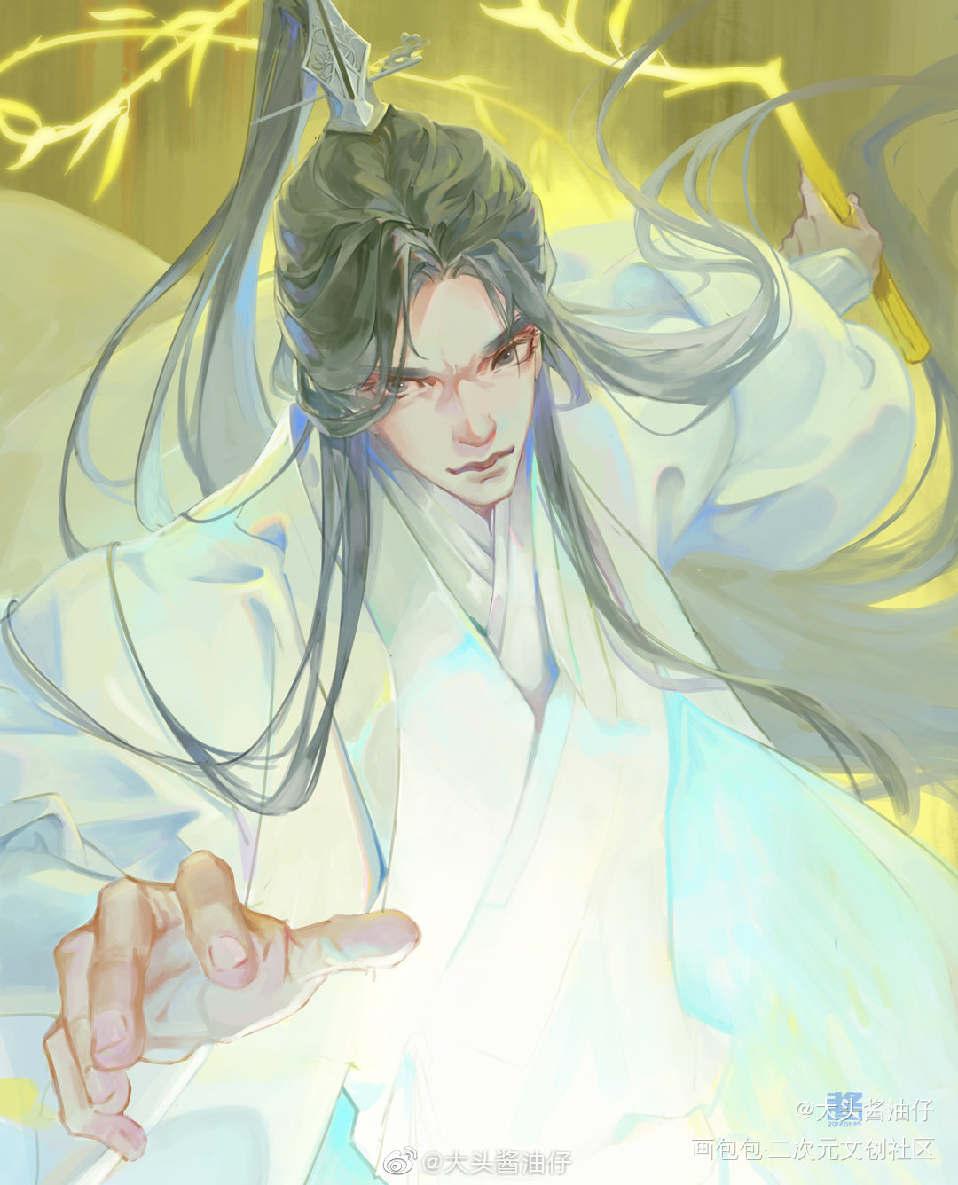 大白猫在线凶人_二哈和他的白猫师尊燃晚古风厚涂绘画作品