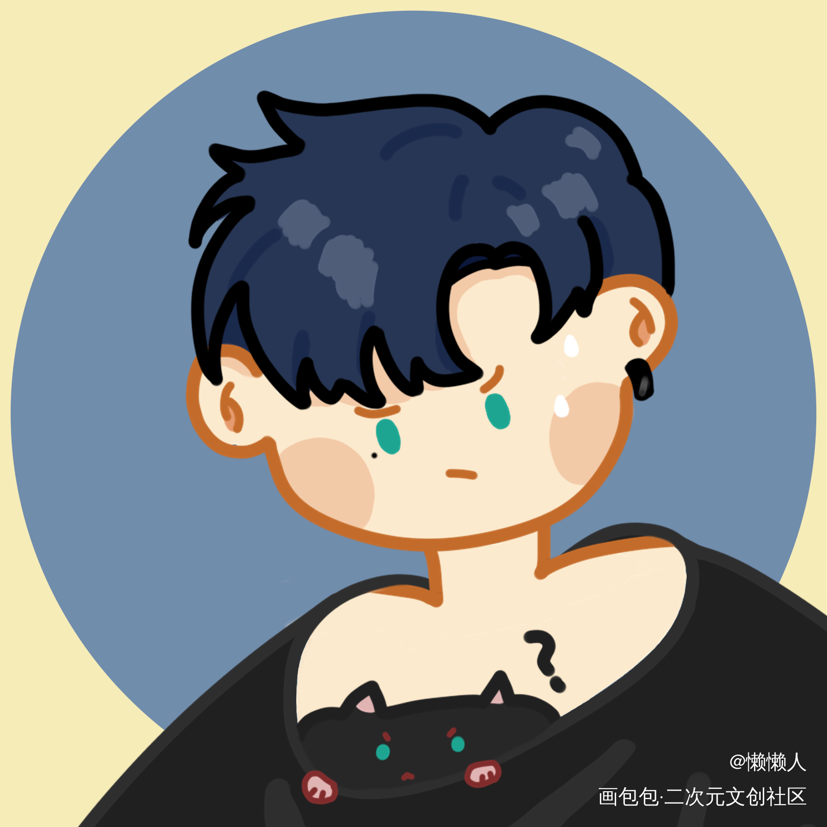 可可爱爱只有脑袋_光与夜之恋萧逸Q版绘画作品