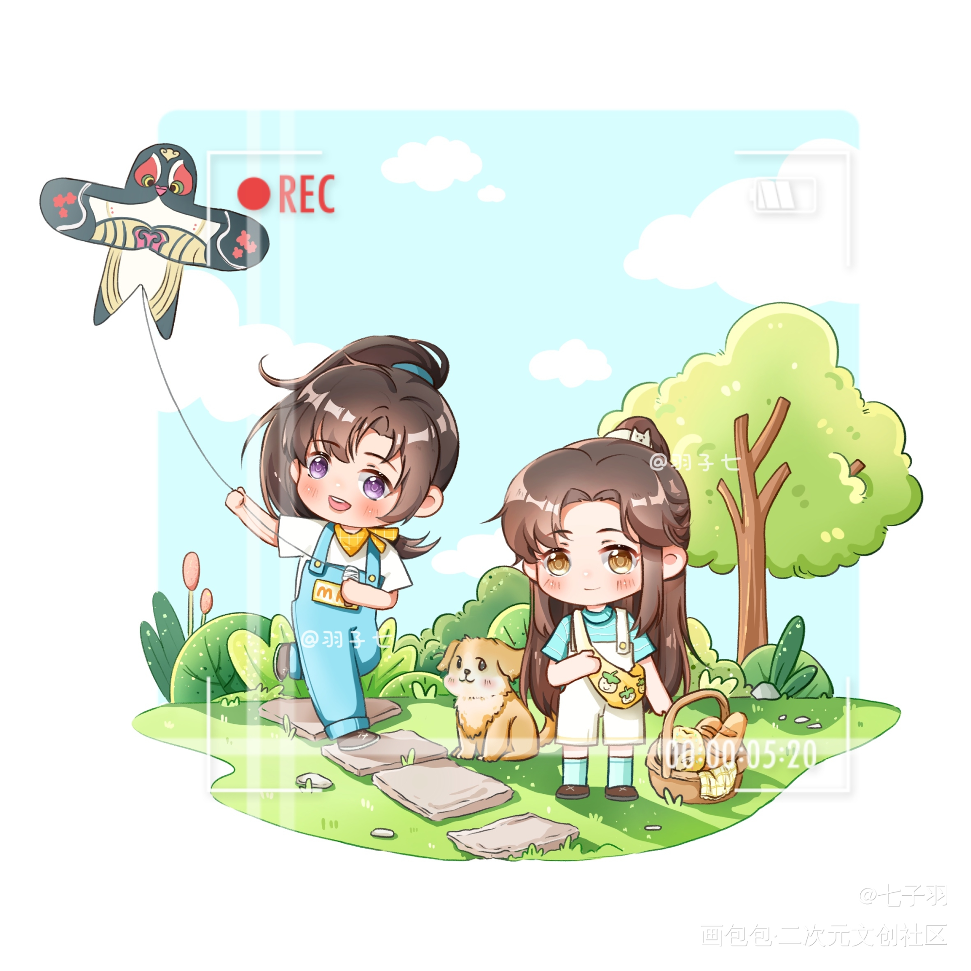 一起去放风筝吧✨_二哈和他的白猫师尊燃晚绘画作品