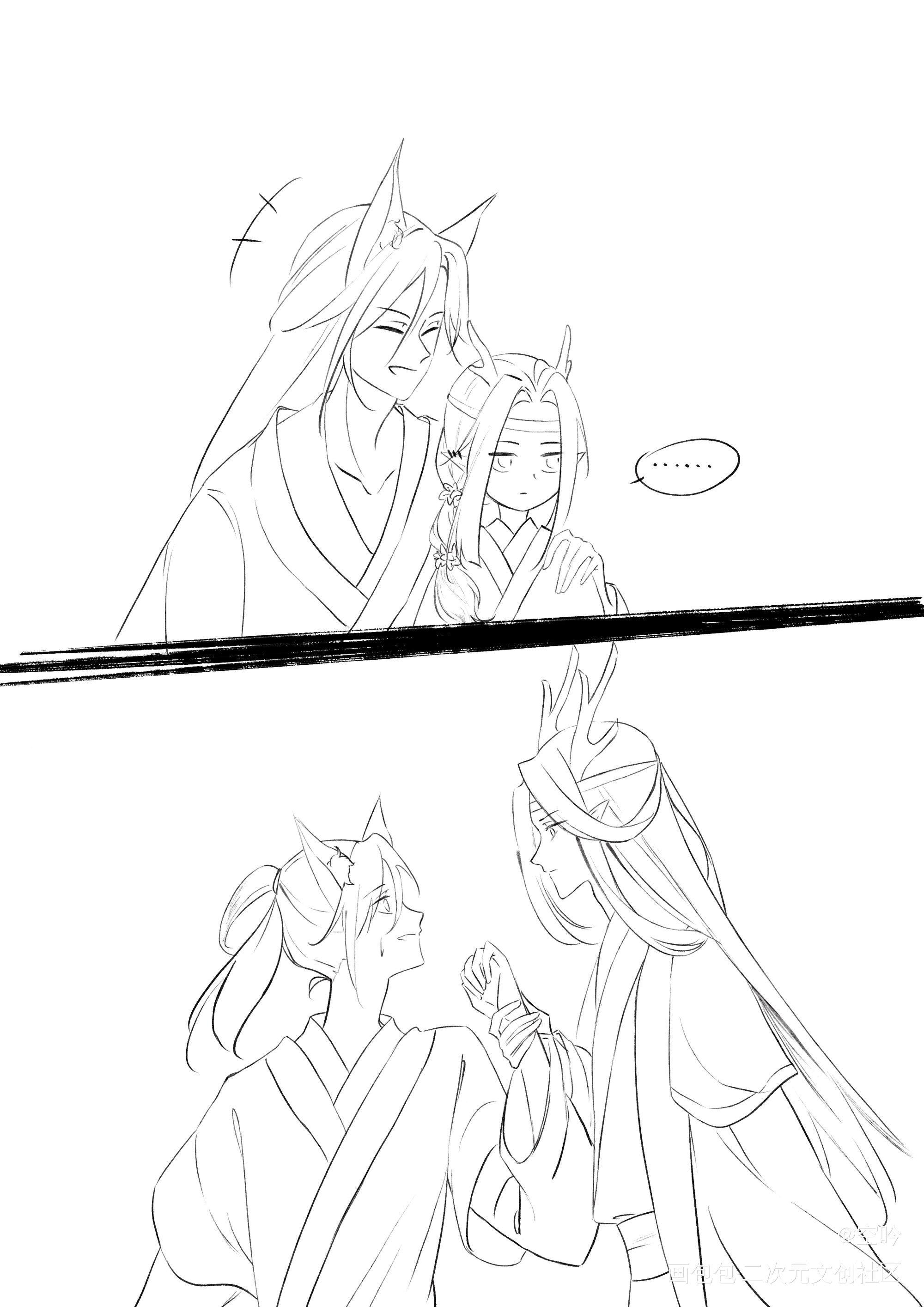 狐狸和他捡来的孩子_魔道祖师忘羡绘画作品