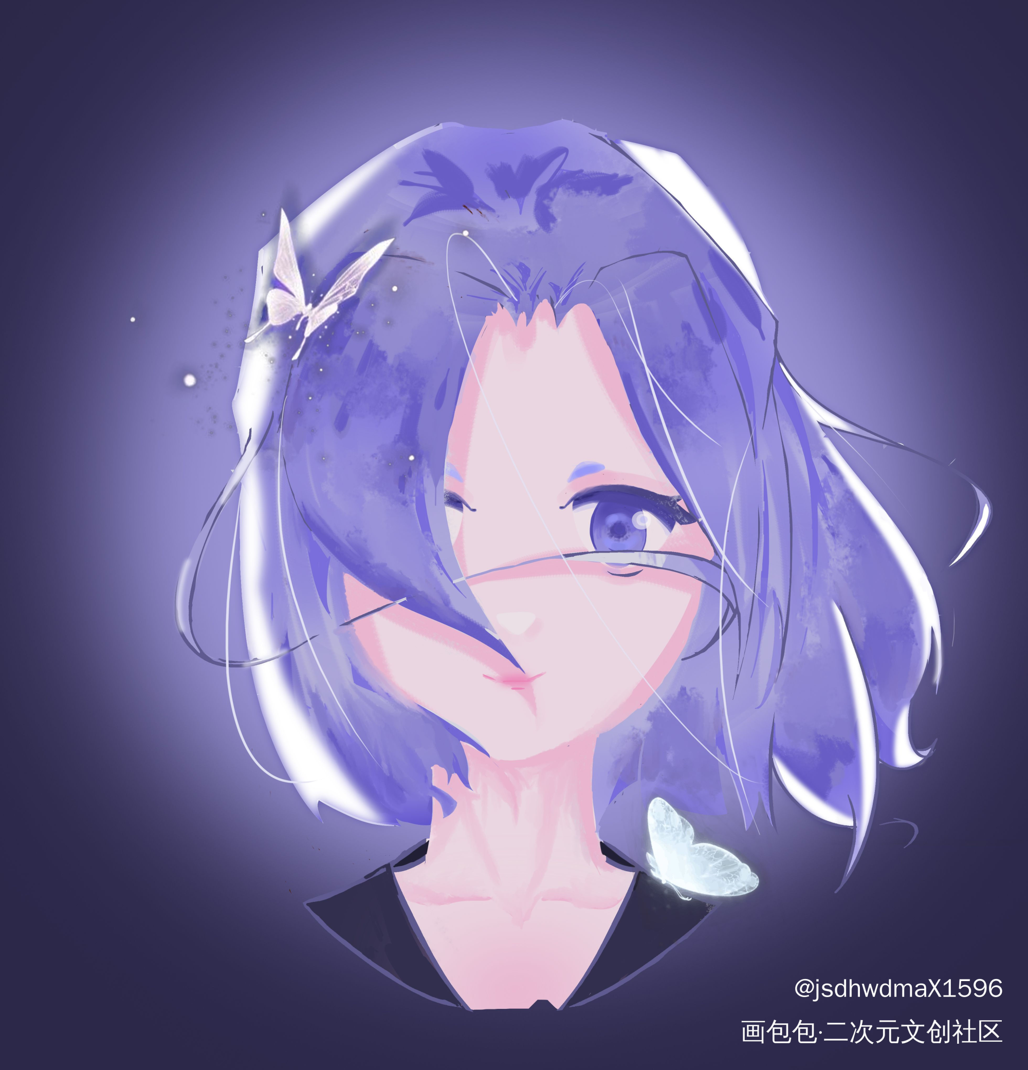紫发女孩_oc绘画作品