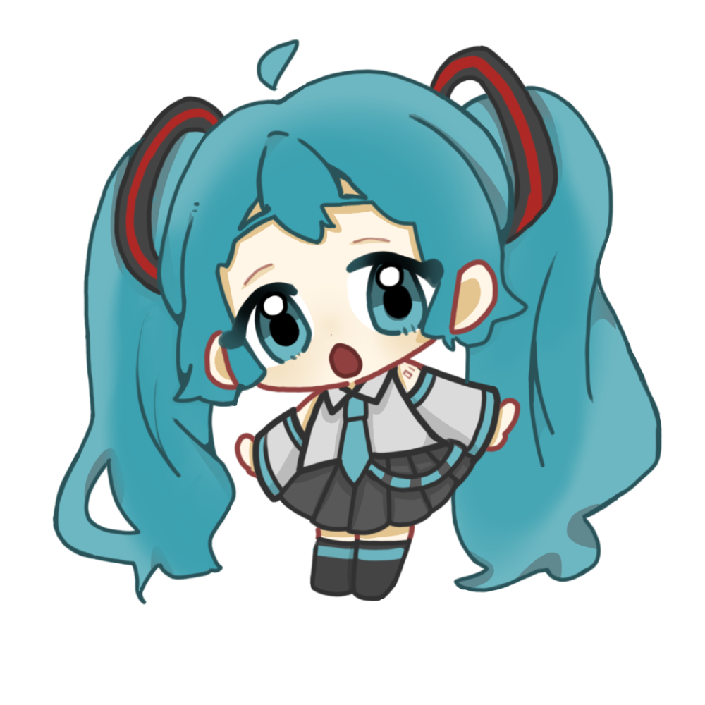 我去，初音未来！_初音未来立绘Q版绘画作品
