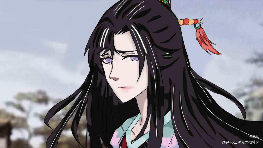 描了一下角色位置因为我总是画歪_魔道祖师手绘古风oc绘画作品