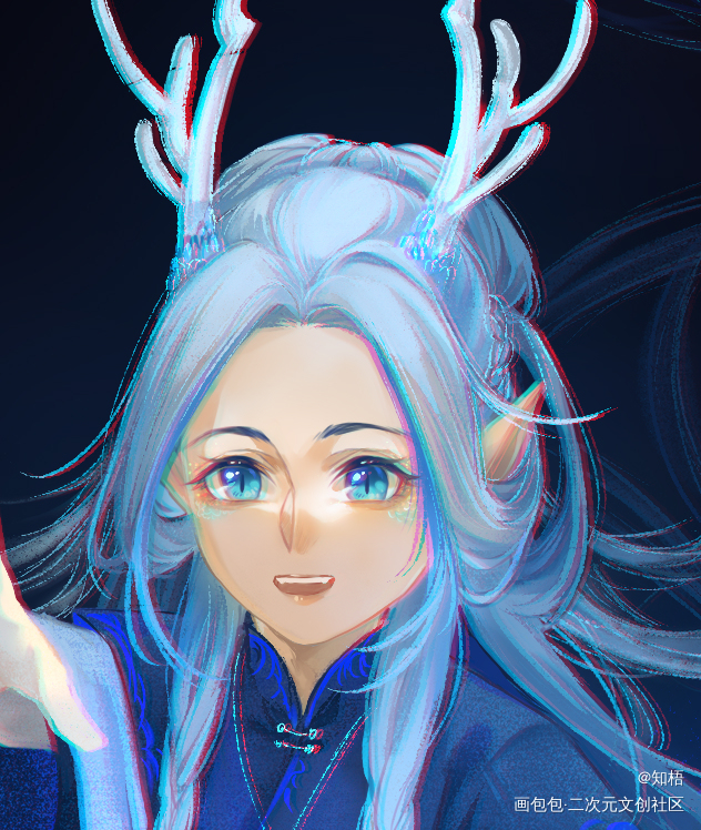 小龙龙_古风厚涂插画沧龙沧海予卿原创绘画作品
